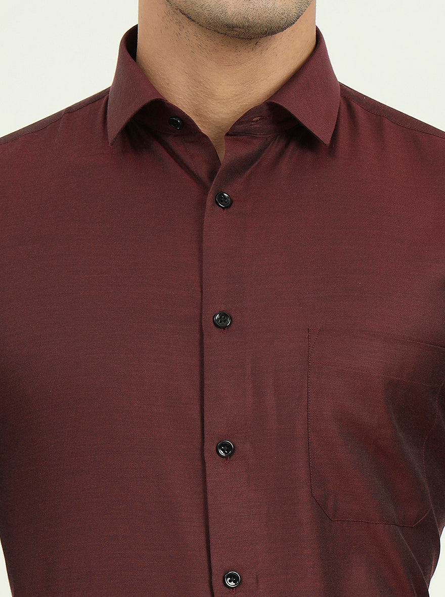 Maroon Solid Slim Fit Party Wear Shirt | Greenfibre