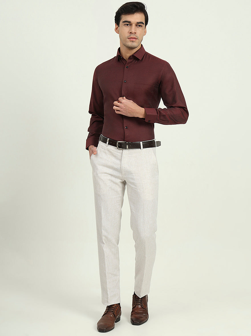 Maroon Solid Slim Fit Party Wear Shirt | Greenfibre