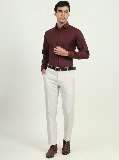 Maroon Solid Slim Fit Party Wear Shirt | Greenfibre