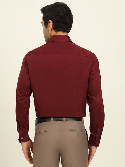 Maroon Printed Slim Fit Formal Shirt | Metal