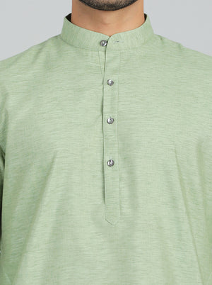 Green Solid Regular Fit Modi Kurta | JadeBlue