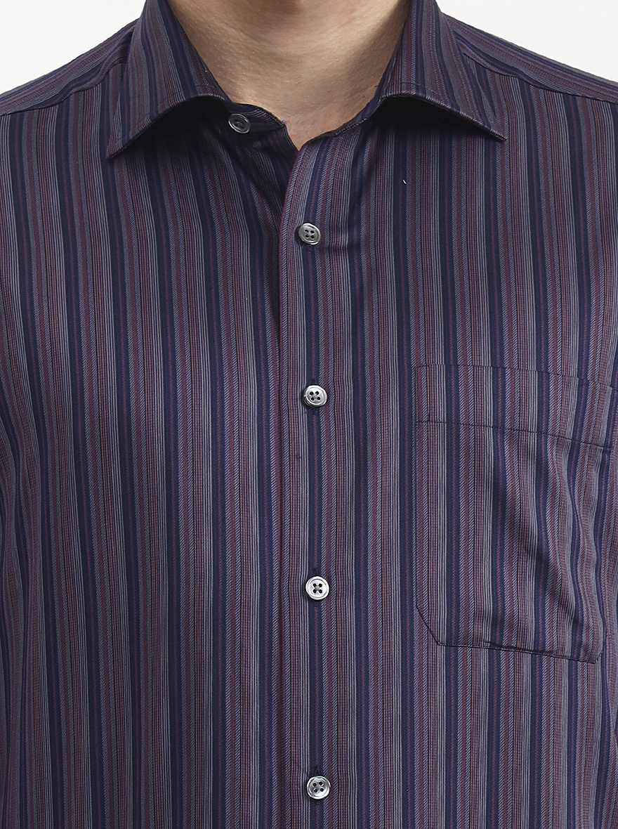 Blue Striped Slim Fit Formal Shirt | JadeBlue Super Luxe