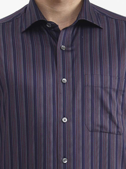 Blue Striped Slim Fit Formal Shirt | JadeBlue Super Luxe