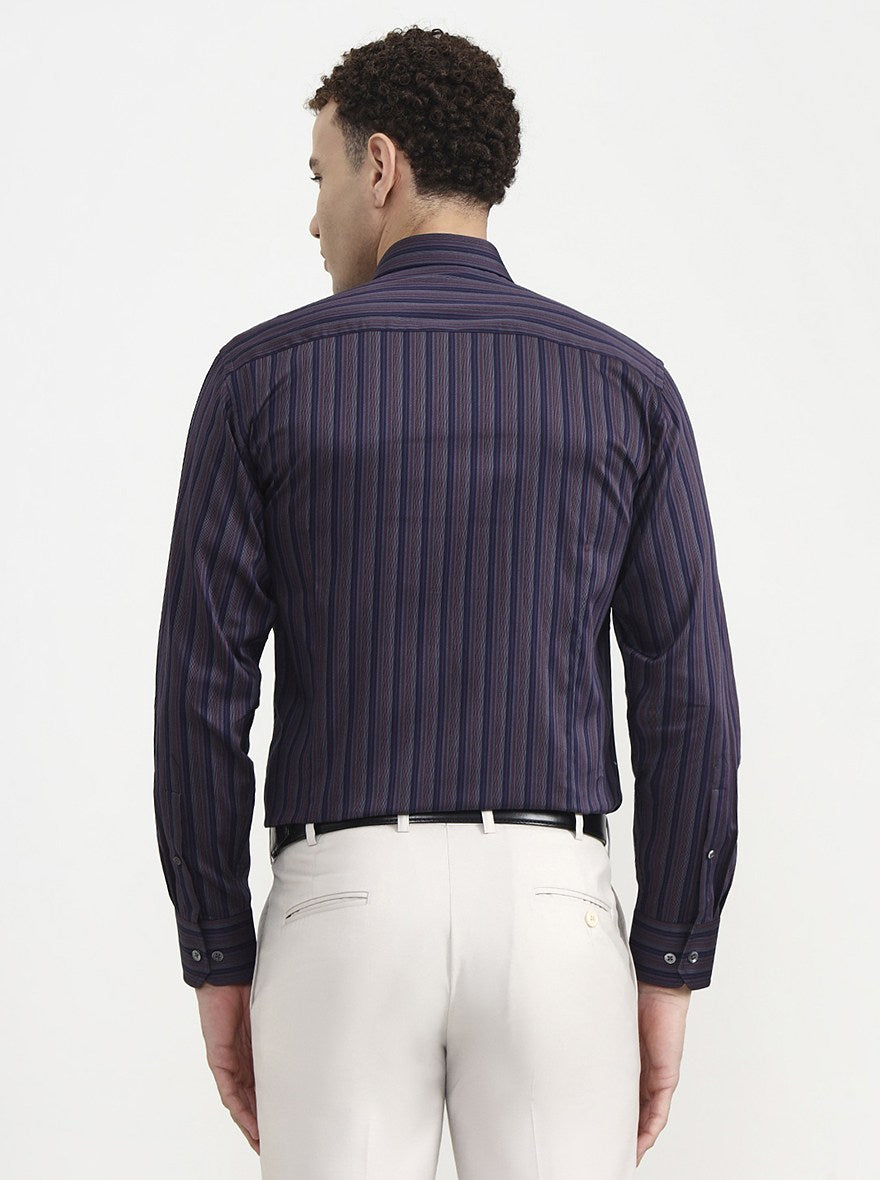 Blue Striped Slim Fit Formal Shirt | JadeBlue Super Luxe
