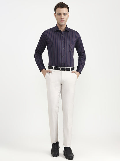 Blue Striped Slim Fit Formal Shirt | JadeBlue Super Luxe