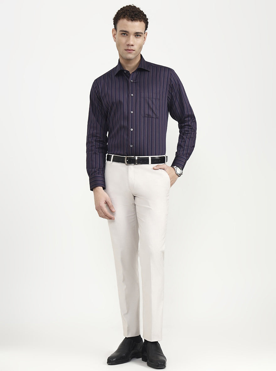 Blue Striped Slim Fit Formal Shirt | JadeBlue Super Luxe