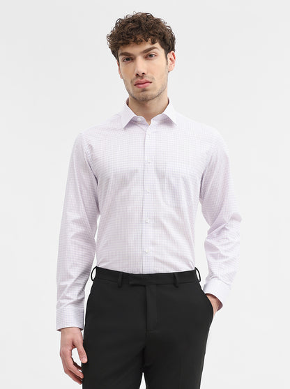 Light Purple Checked Regular Fit Formal Shirt | JadeBlue
