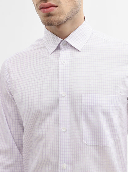 Light Purple Checked Regular Fit Formal Shirt | JadeBlue