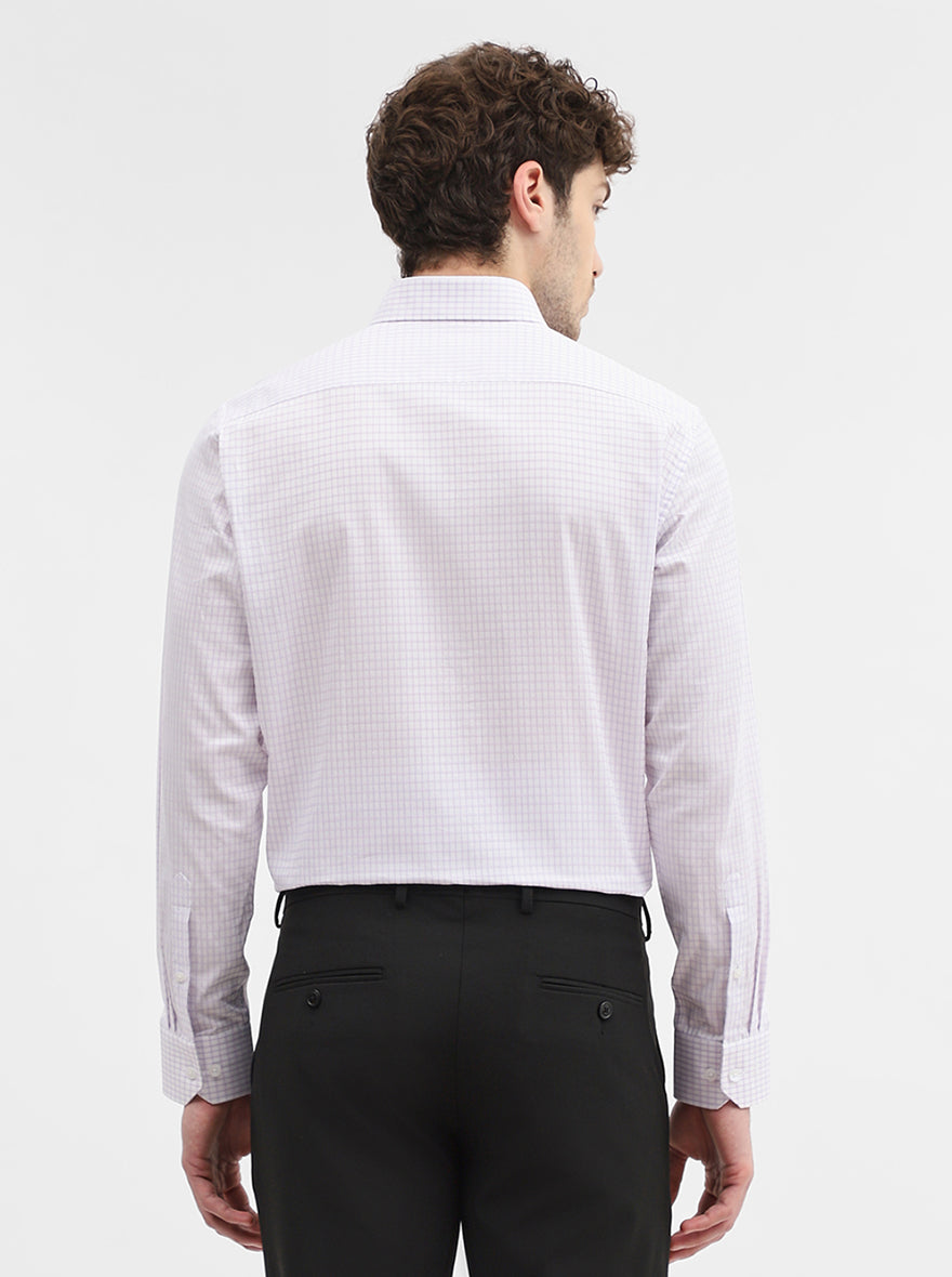 Light Purple Checked Regular Fit Formal Shirt | JadeBlue