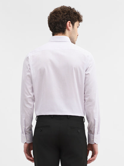 Light Purple Checked Regular Fit Formal Shirt | JadeBlue