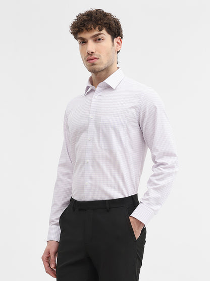 Light Purple Checked Regular Fit Formal Shirt | JadeBlue