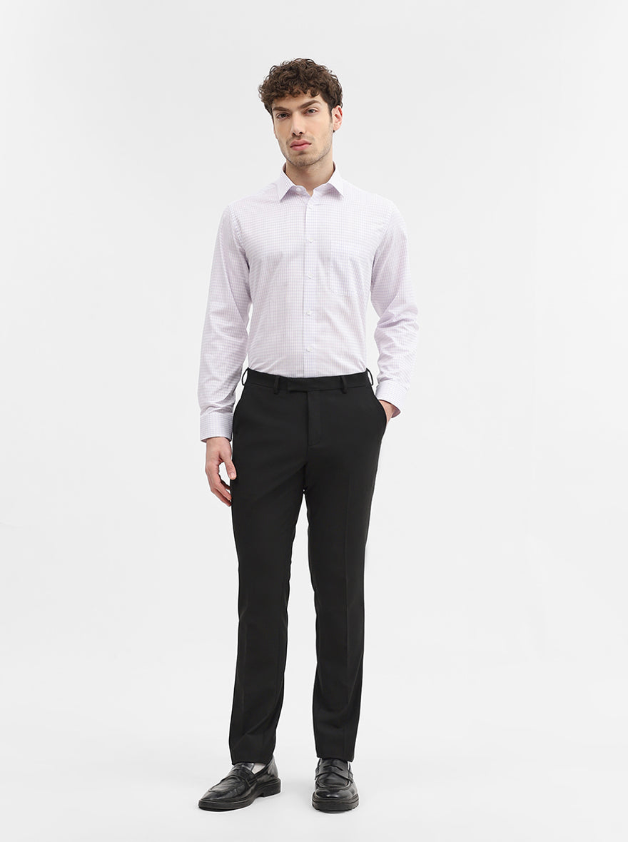 Light Purple Checked Regular Fit Formal Shirt | JadeBlue