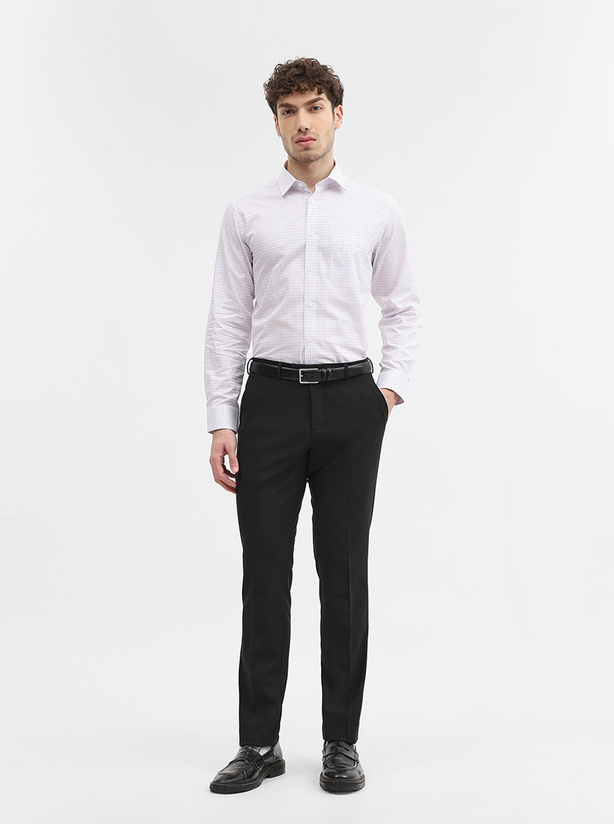 Light Purple Checked Regular Fit Formal Shirt | JadeBlue