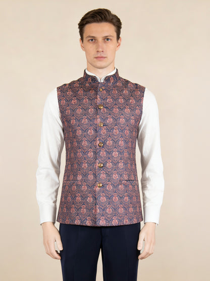Blue Printed Waistcoat | Wyre