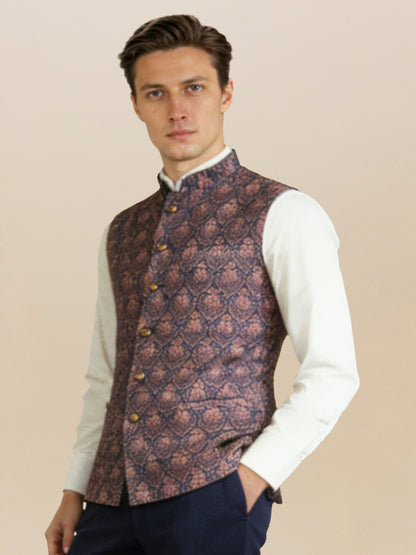 Blue Printed Waistcoat | Wyre