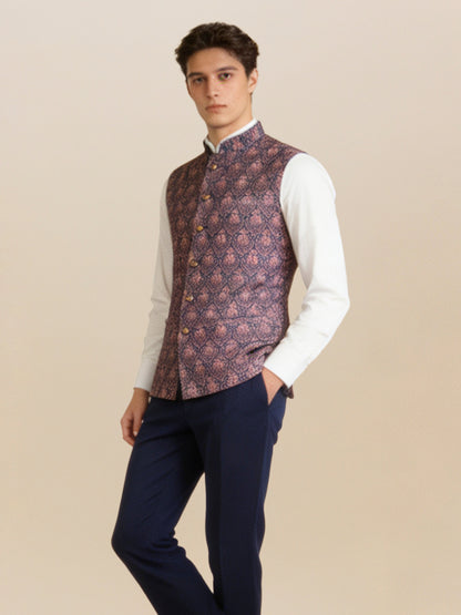 Blue Printed Waistcoat | Wyre
