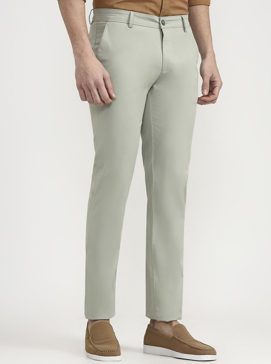 Pista Green Solid Super Slim Fit Casual Trouser | Greenfibre
