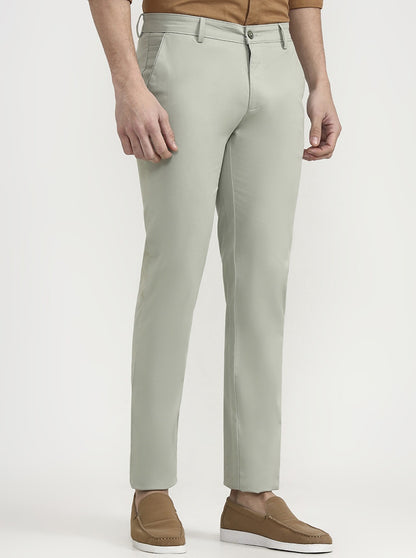 Pista Green Solid Super Slim Fit Casual Trouser | Greenfibre