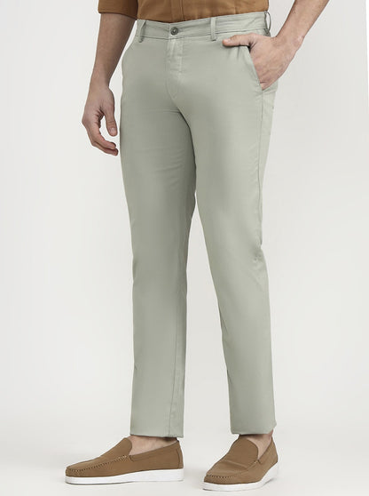 Pista Green Solid Super Slim Fit Casual Trouser | Greenfibre