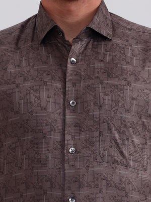 Onion Printed Slim Fit Formal Shirt | Metal