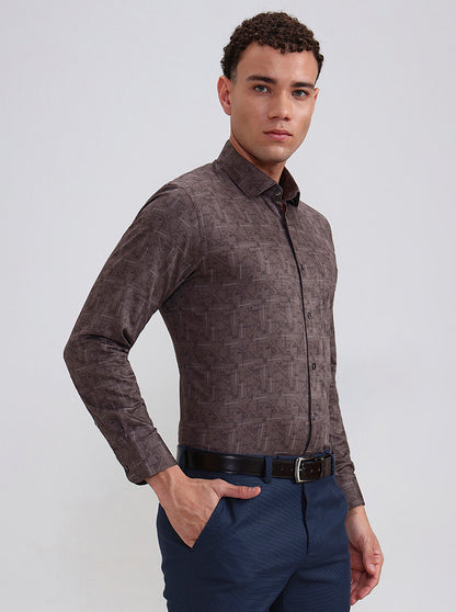 Onion Printed Slim Fit Formal Shirt | Metal