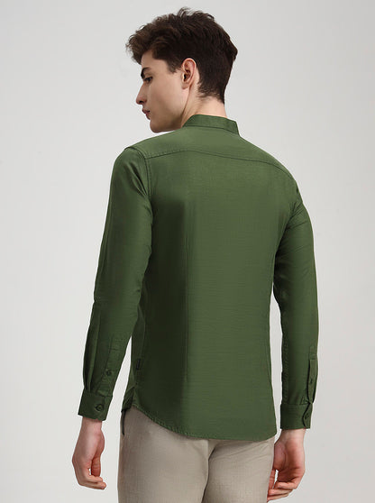 Olive Solid Slim Fit Sort Kurta | JadeBlue