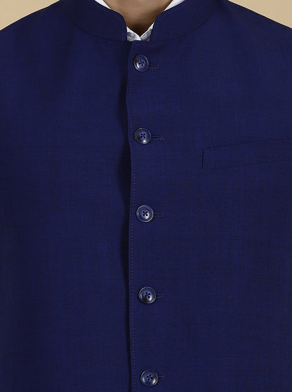 Navy Blue Solid Regular Fit Modi Jacket | JadeBlue