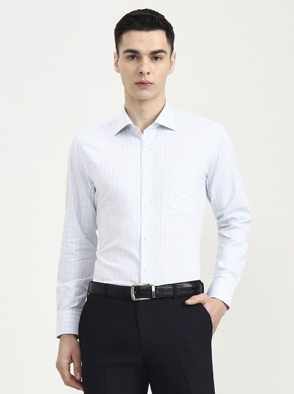 Light Green Checked Slim Fit Formal Shirt | JadeBlue Super Luxe