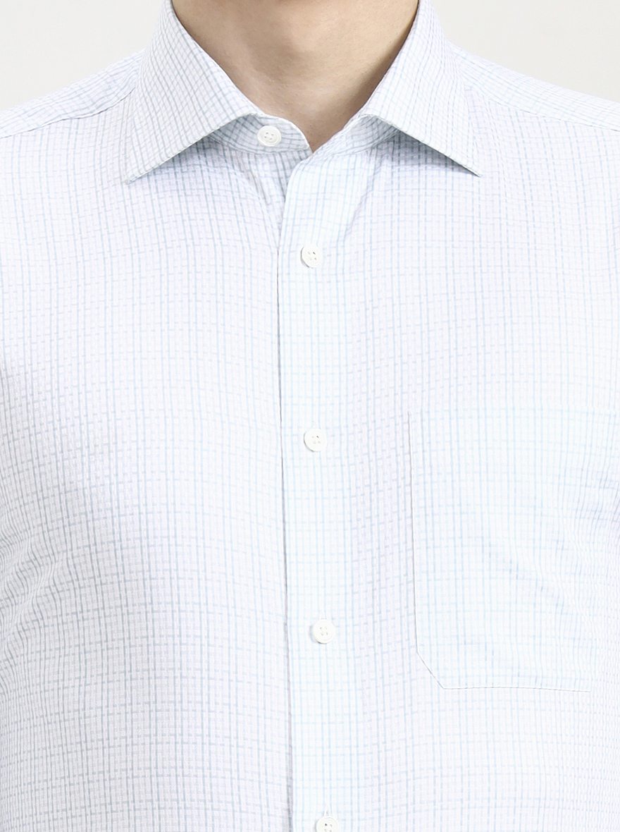 Light Green Checked Slim Fit Formal Shirt | JadeBlue Super Luxe