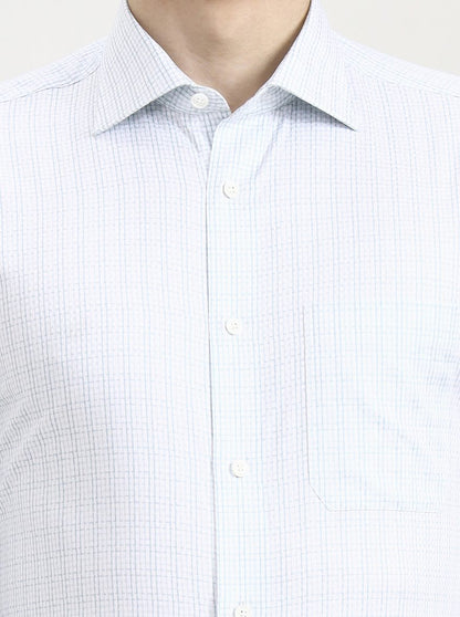 Light Green Checked Slim Fit Formal Shirt | JadeBlue Super Luxe