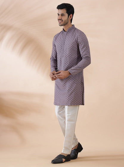 Purple Embroidered Kurta | The Kurta Company