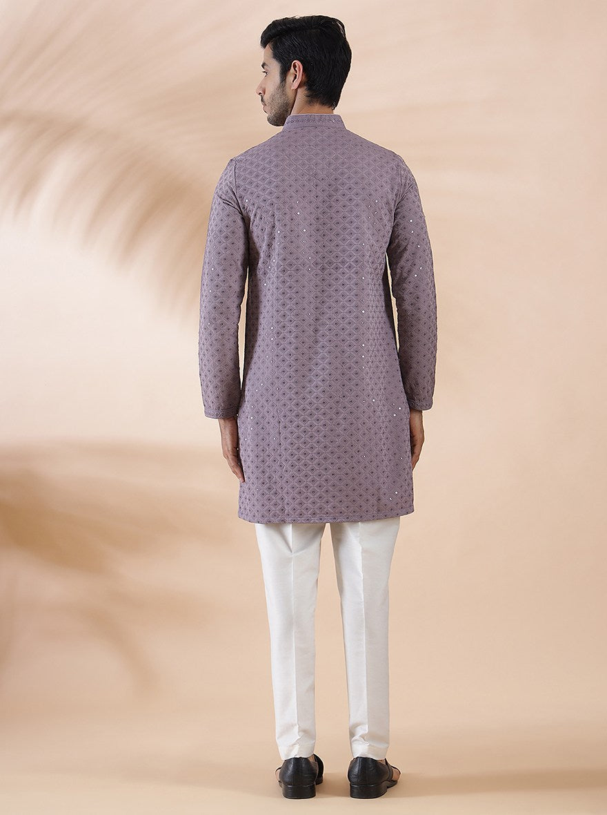 Purple Embroidered Kurta | The Kurta Company