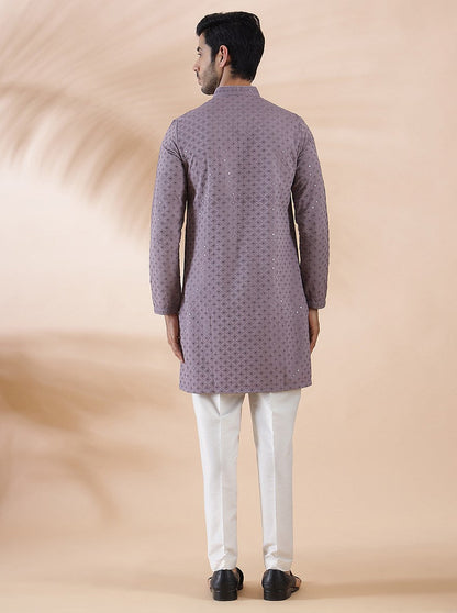 Purple Embroidered Kurta | The Kurta Company