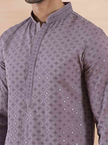 Purple Embroidered Kurta | The Kurta Company