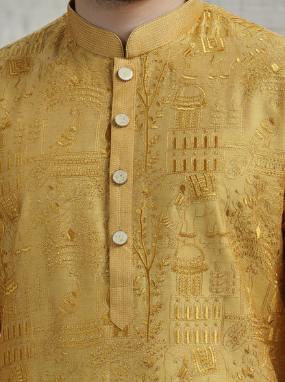 Yellow Embroidered Kurta Pajama | TULA