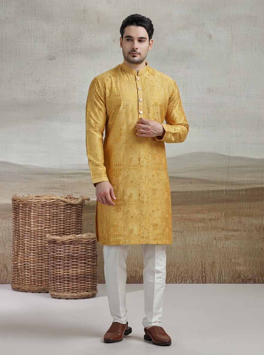 Yellow Embroidered Kurta Pajama | TULA