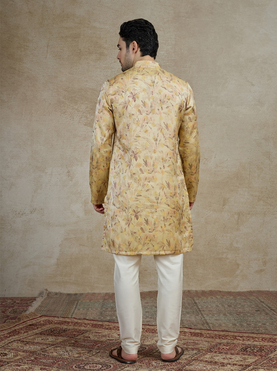 Light Peach Printed Kurta | The Kurta Company