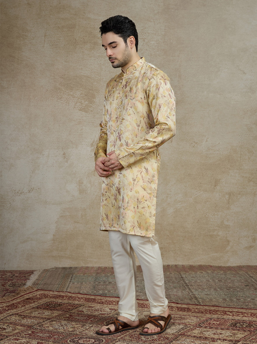 Light Peach Printed Kurta | The Kurta Company