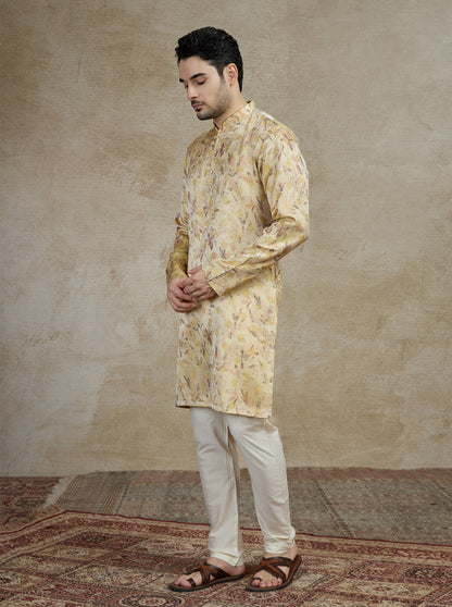 Light Peach Printed Kurta | The Kurta Company