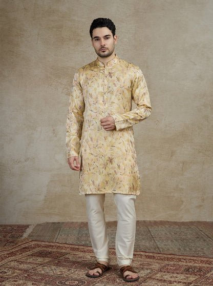 Light Peach Printed Kurta | The Kurta Company