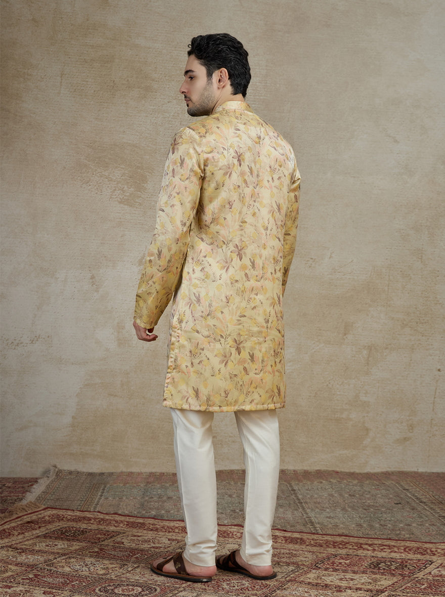 Light Peach Printed Kurta | The Kurta Company
