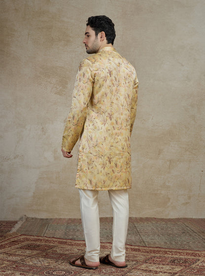 Light Peach Printed Kurta | The Kurta Company