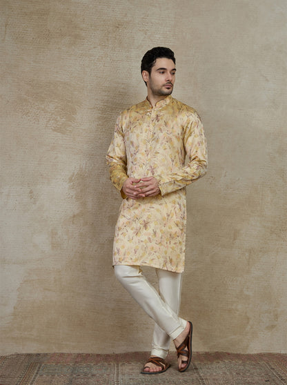 Light Peach Printed Kurta | The Kurta Company
