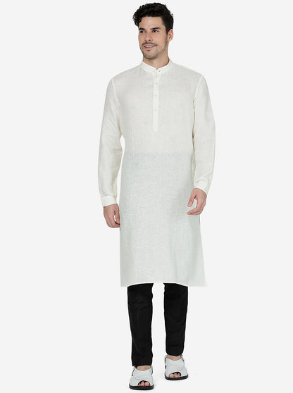 Tint Cream Solid Regular Fit Modi Kurta | JadeBlue