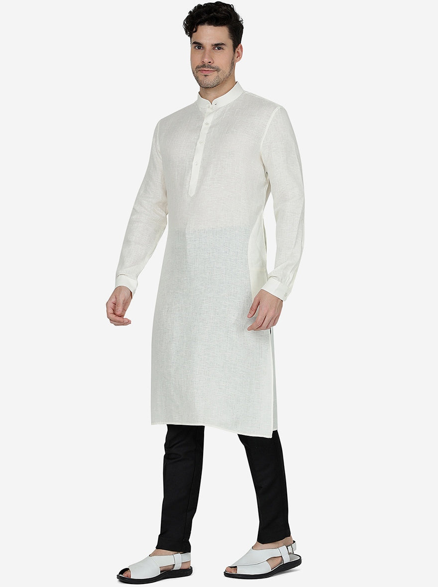 Tint Cream Solid Regular Fit Modi Kurta | JadeBlue
