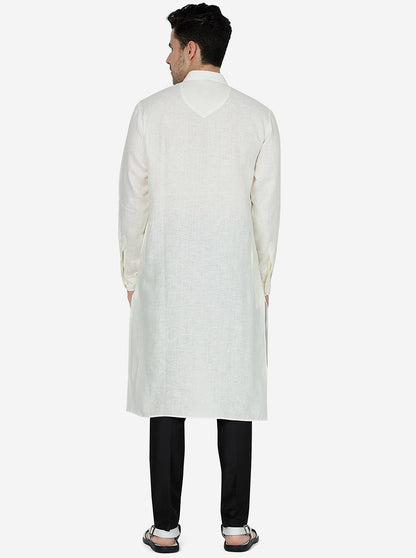 Tint Cream Solid Regular Fit Modi Kurta | JadeBlue