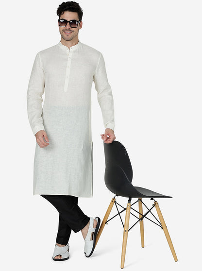 Tint Cream Solid Regular Fit Modi Kurta | JadeBlue