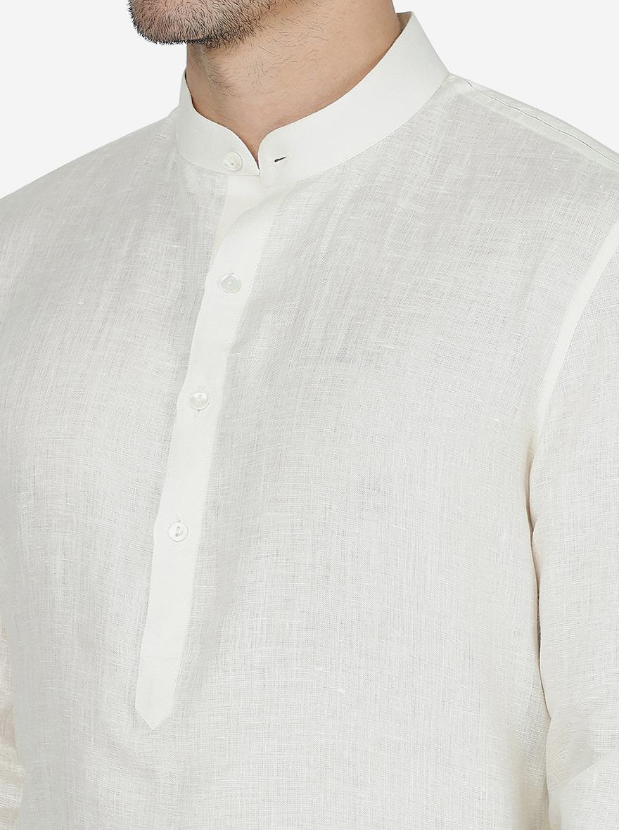 Tint Cream Solid Regular Fit Modi Kurta | JadeBlue