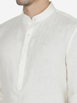 Tint Cream Solid Regular Fit Modi Kurta | JadeBlue