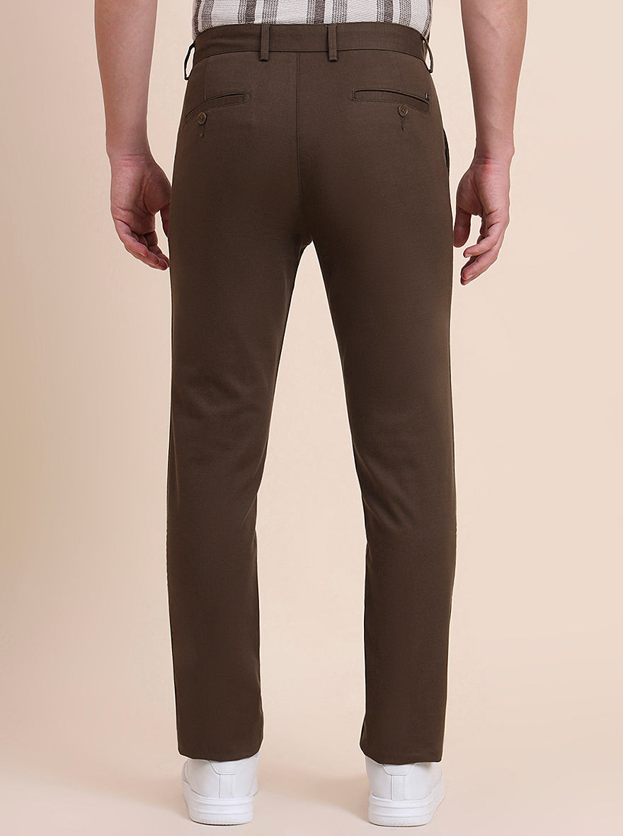 Light Olive Solid Uno Fit Casual Trouser | JadeBlue